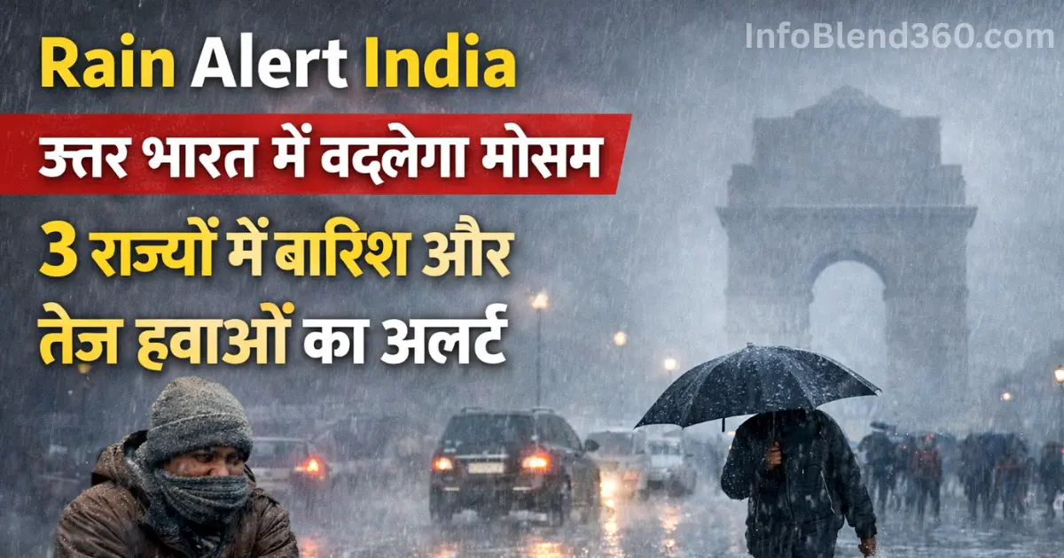 Rain Alert India: उत्तर भारत में बदलेगा मौसम, 3 राज्यों में बारिश और तेज हवाओं का अलर्ट